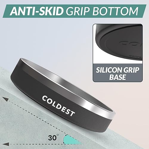 Miniatura 2 de Coldest Cuenco de metal antioxidante, antideslizante, 3 capas aisladas, acero inoxidable, perro, gato, mascota, antiderrames, sólido, para agua,