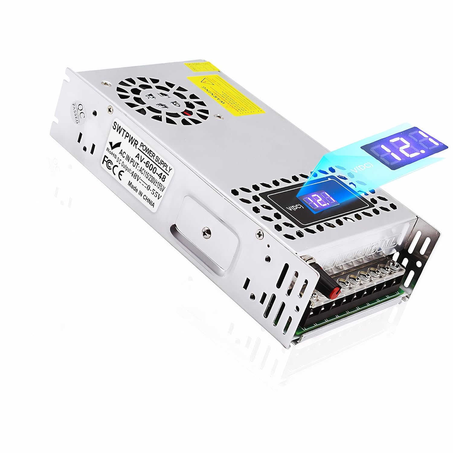 Variable Power Supply DC 0-48V 600W with LED Display 48V Power Supply Adjustable AC to DC Converter 110V to 48V Designed for LED Light Car Stereo Electronics Equipment (48V-12A-600W)