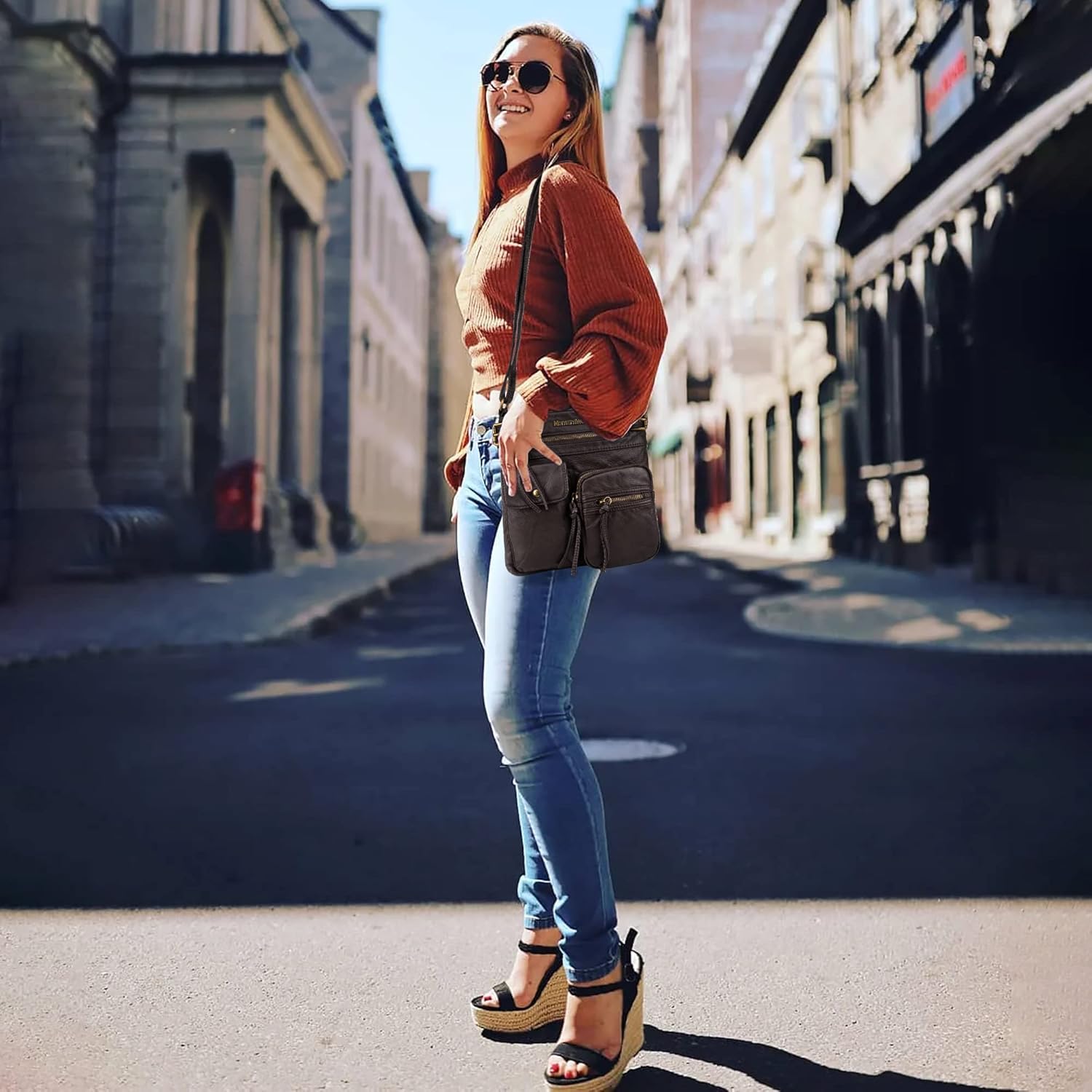 Montana West Crossbody Bag for Women Soft Washed Leather Multi Pocket crossbody handbags - Image 3