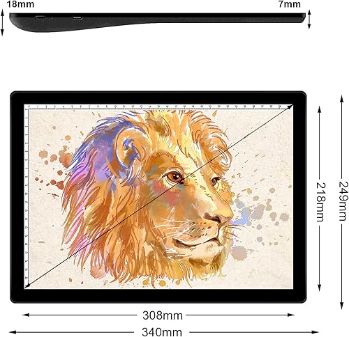 Miniatura 2 de iVAOOZE - Caja de luz recargable A4, almohadilla de luz magnética inalámbrica para trazado, 5 niveles de brillo, mesa de luz para manualidades,