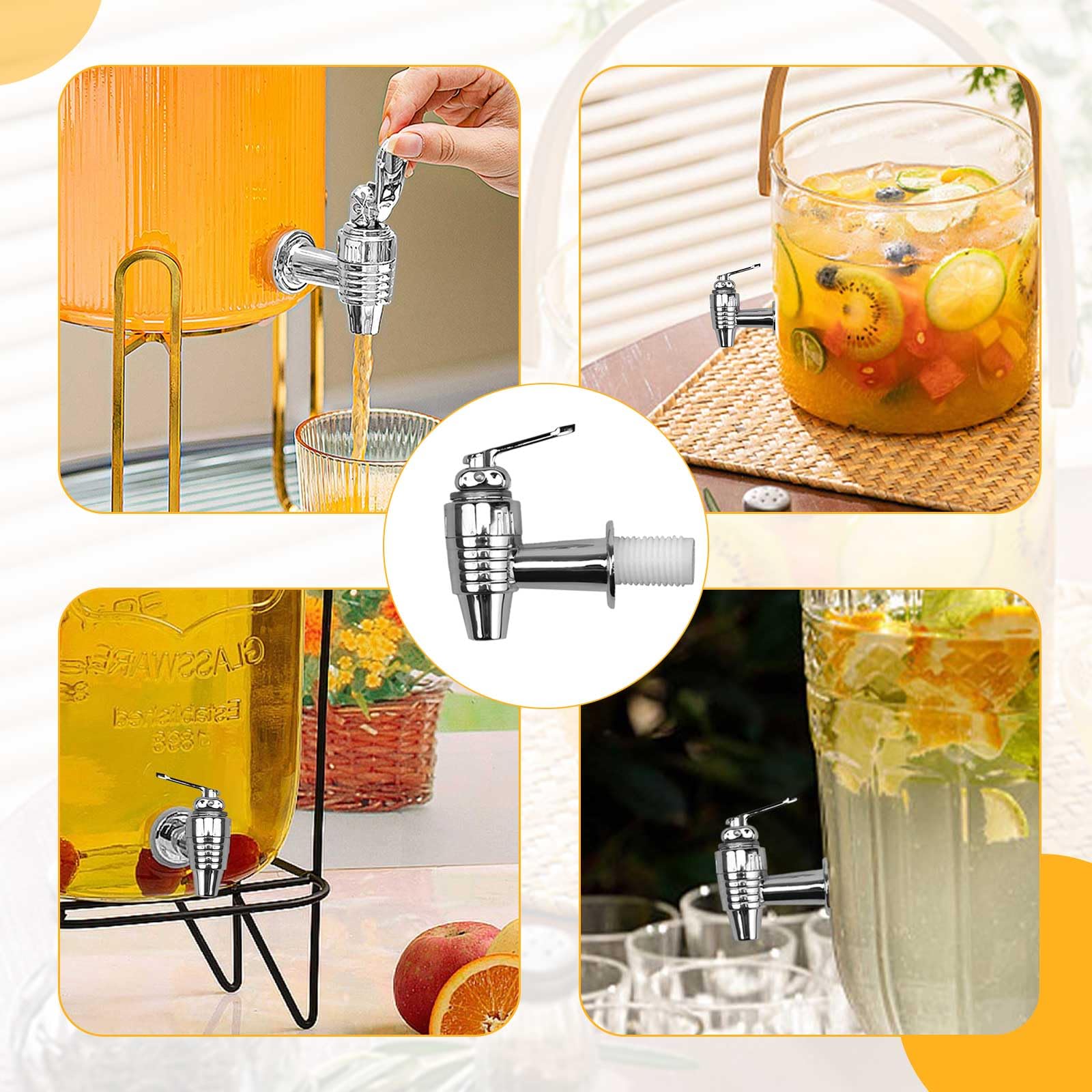 DEANKEJI Rubinetto per Tanica Plastica 4 Pezzi ABS Rubinetto del Distributore, Rubinetto Tanica con Distanziatori e Dadi, Apertura Filettata 1,7 x 2,8 cm, Rubinetto per Succo, per Caffè, Succo