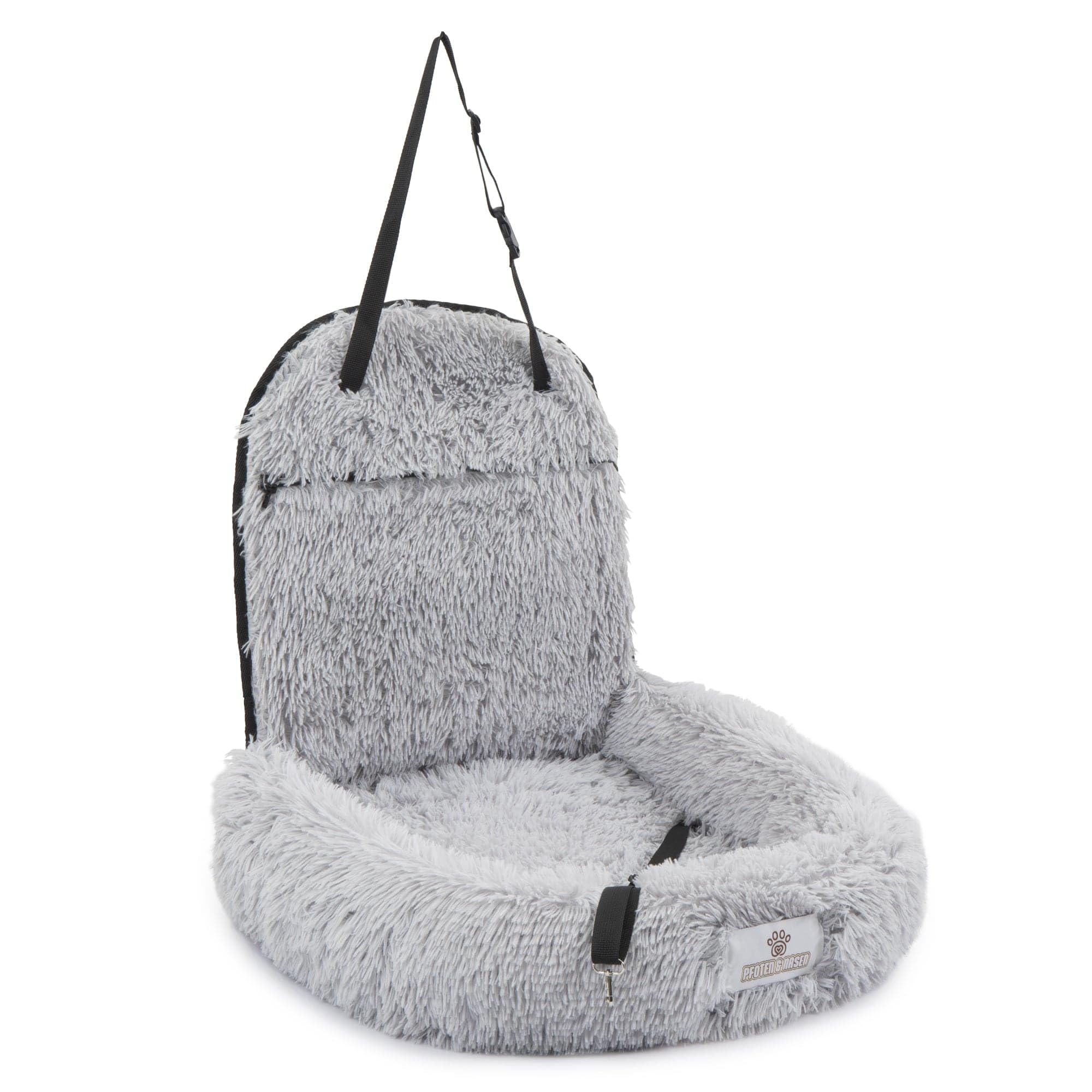 Pfoten&Nasen® 2 In 1 Orthopädisches Hunde Autositz [Hellgrau, 41X50X33cm] Für Große, Mittelgroße und Kleine Hunde, Hundebett Auto, Hundesitz Auto Rückbank, Dog Car Seat, Hundekorb Auto.