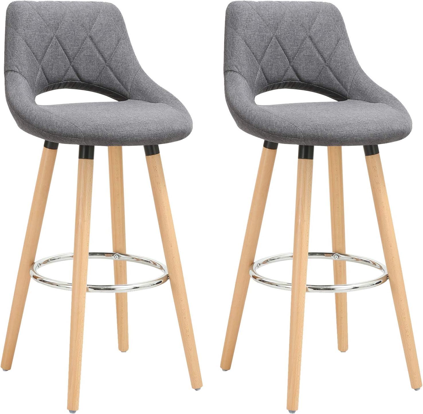 WOLTU Breakfast Kitchen Counter Bar Stools Set of 2 pcs Linen Seat Bar