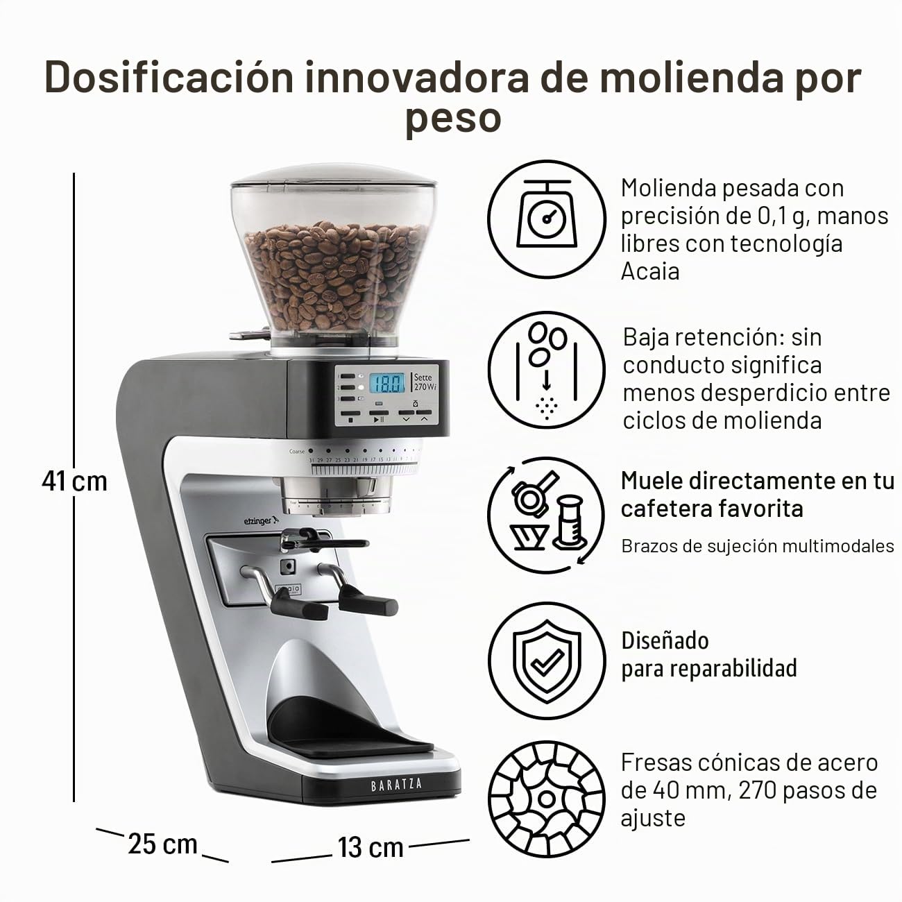 Baratza Sette 270 Wi | Nuevo Modelo 2018 / 2019 | Molino Cónico Eléctrico 40 mm