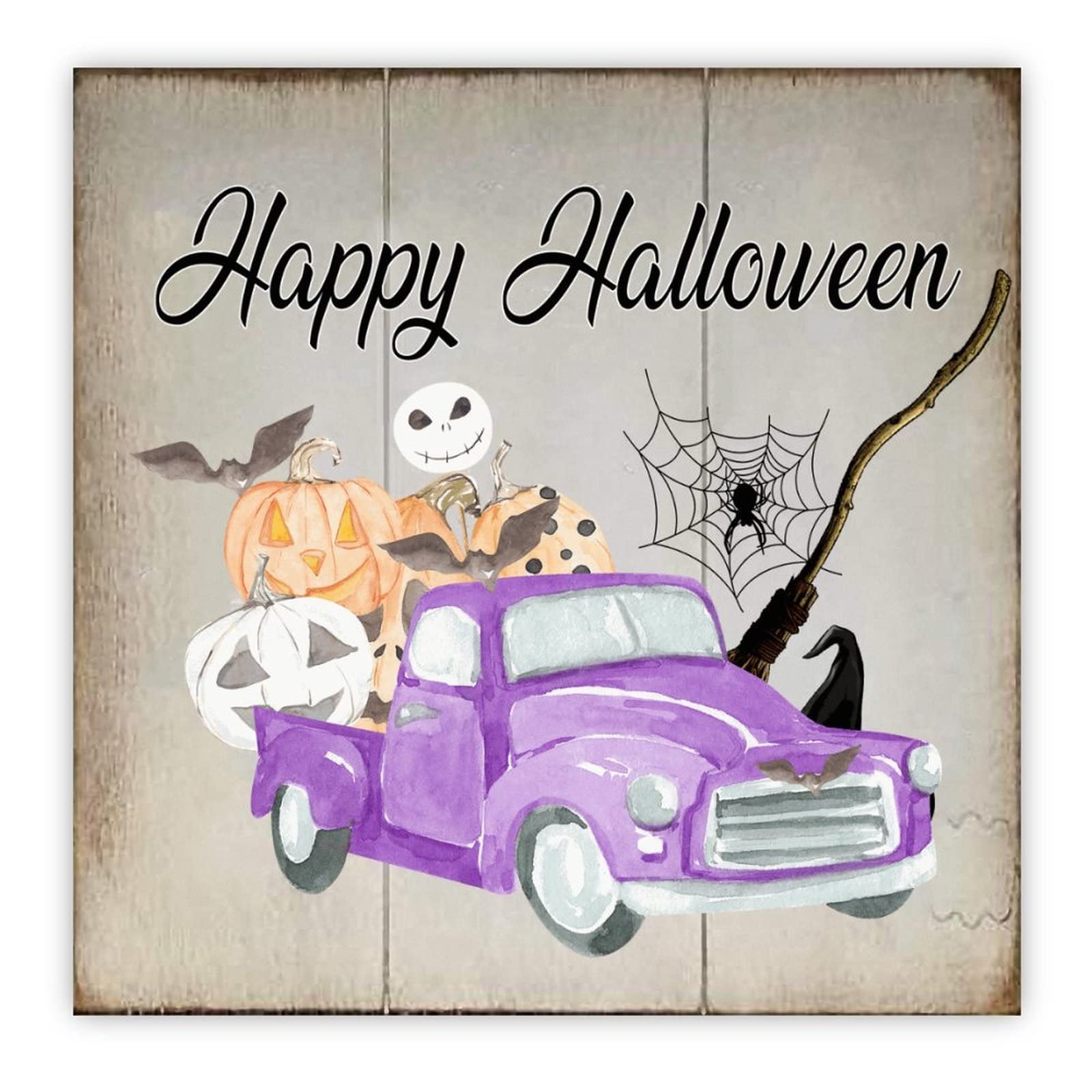 Panneau en bois Halloween violet : le charme rétro du 31 octobre chez vous