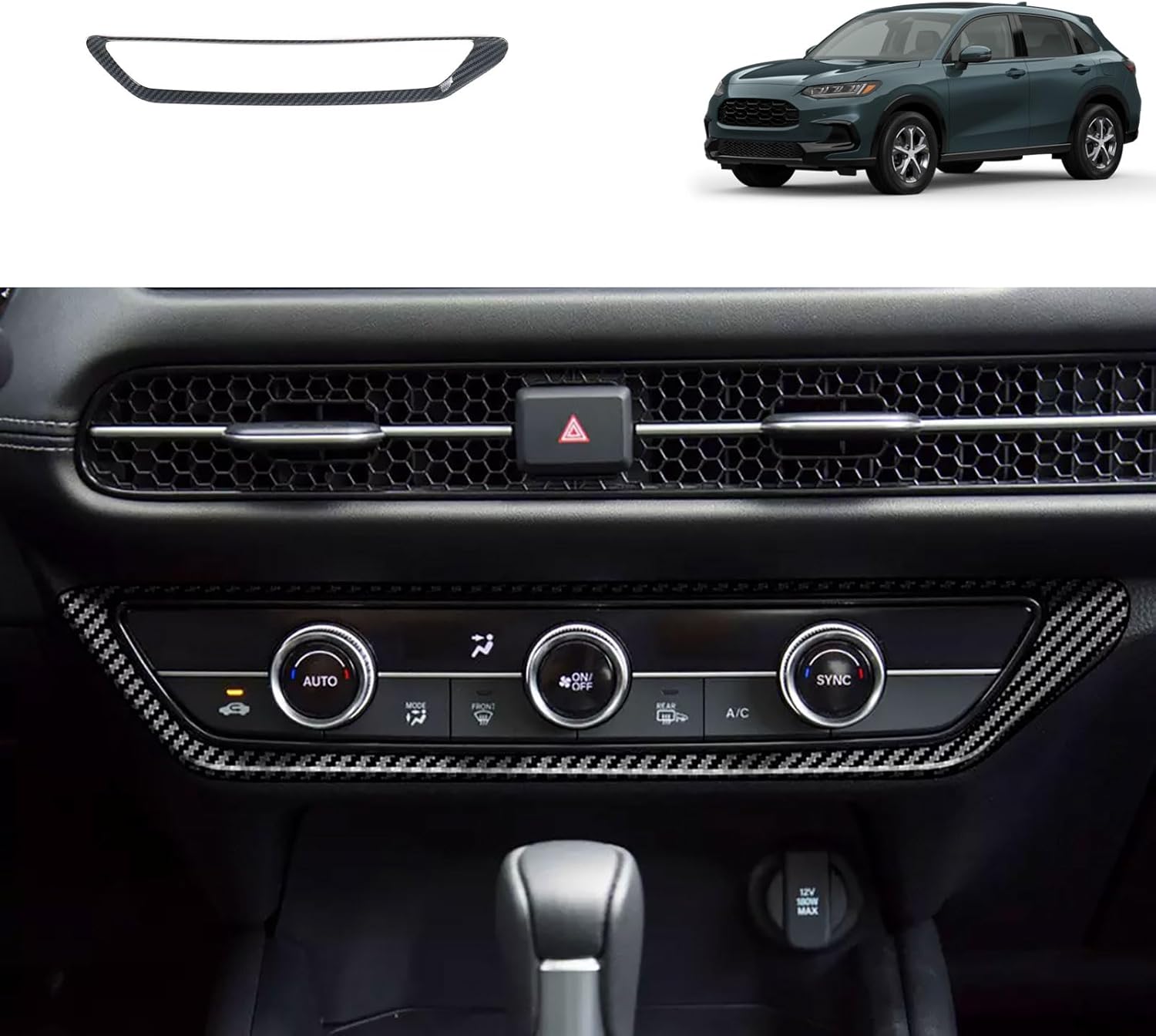 Car Accessories Compatible with Honda New HR-V HRV 2026 2025 2024 2023 Center Console AC Vent Cover Panel Trims ABS 1PC(Carbon Fiber Style)