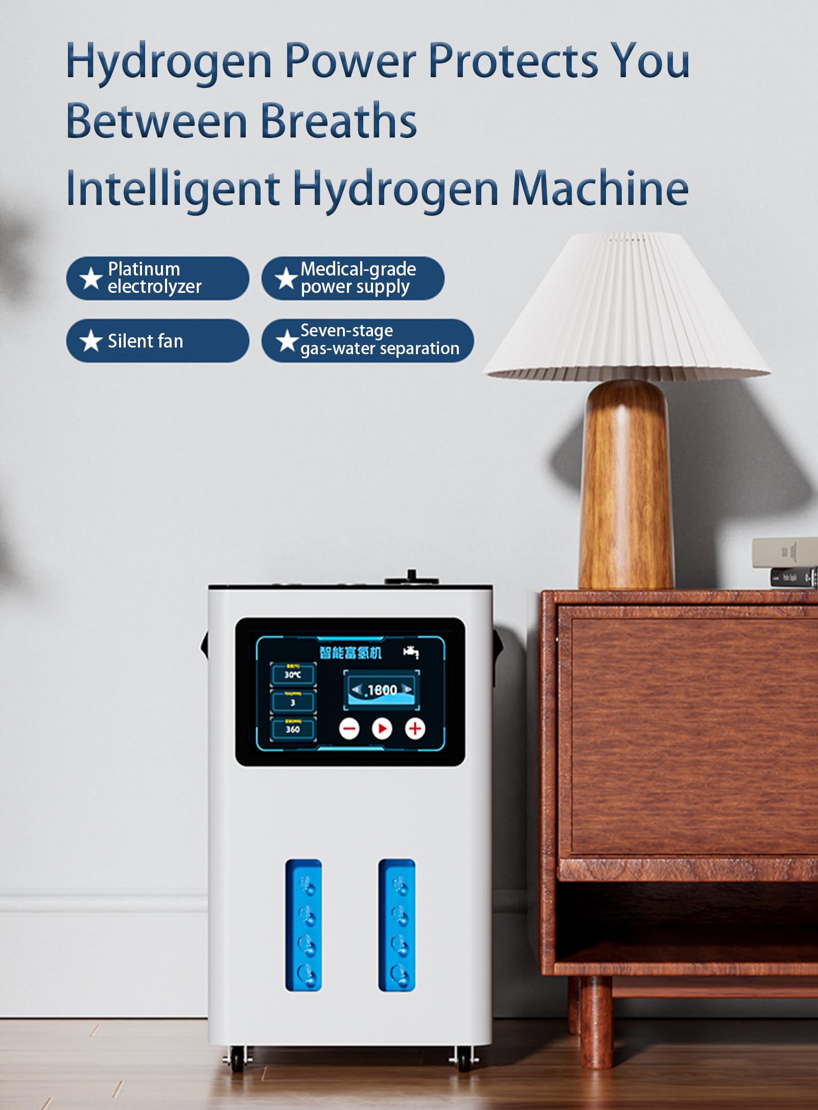 Urządzenie do inhalacji wodorem 900-3000 ml/min, 99,99 procent wysokiej czystości Browns Gas Inhaler Urządzenie do terapii wodorem, generator wodoru z trzema wyjściami