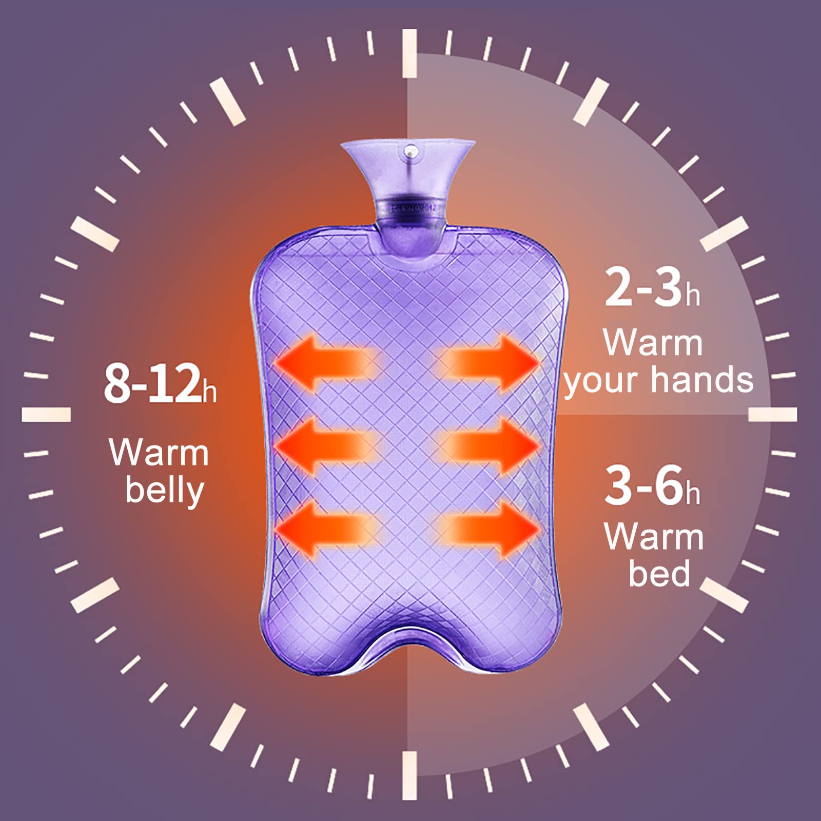 Borsa dell'acqua calda da 3 litri per alleviare il dolore alla schiena, collo, spalle, piedi, sollievo da crampi mestruali, terapia calda e fredda, ottimo regalo per donne e ragazze