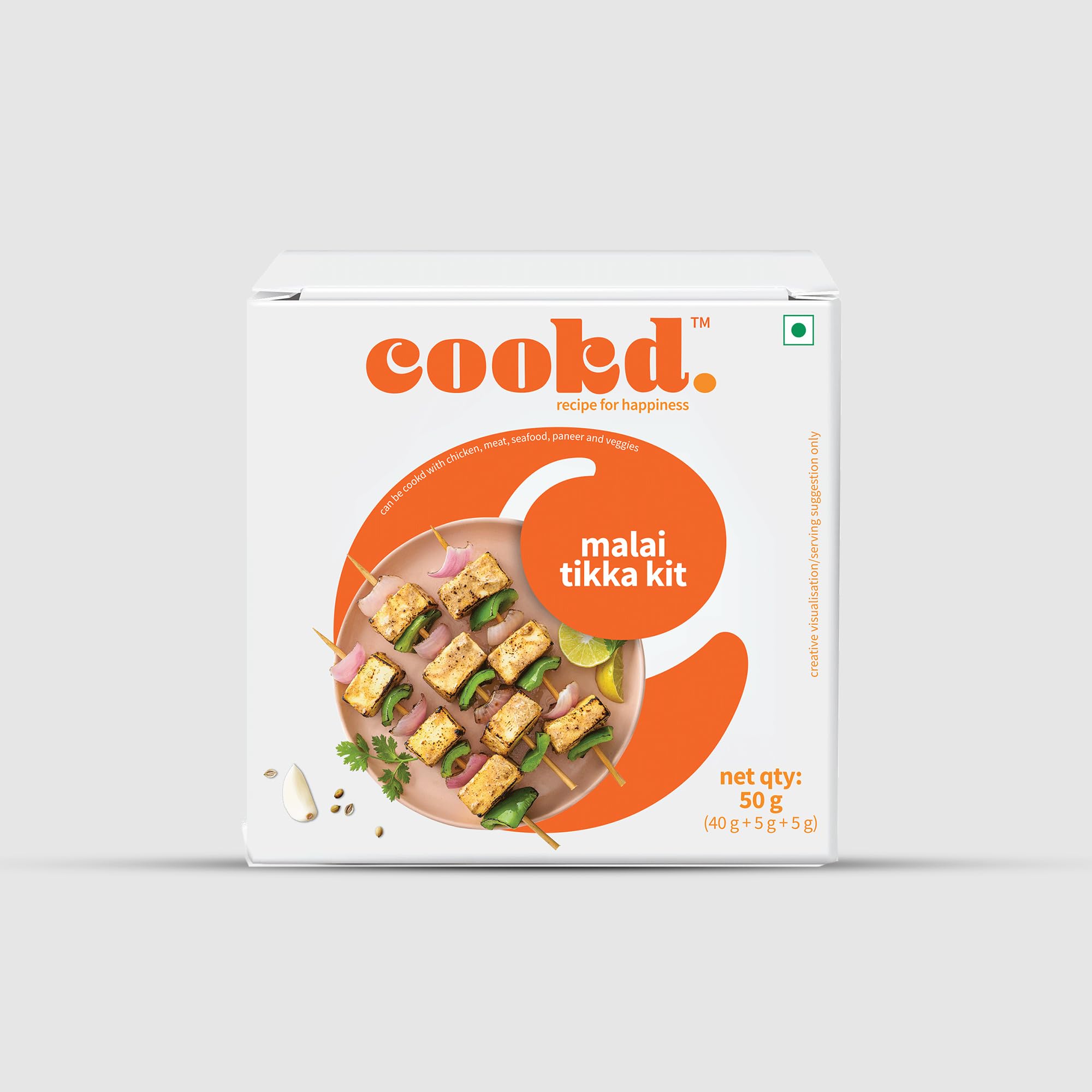 Cookd Malai Tikka Kit 50g (Pack of 1) Ready To Cook | Serves 6 in 15 Minutes | Can be cooked with Paneer, Vegetables, Chicken, Fish & Meat | No Added Flavours, Preservatives & Artificial Colors (B0D1NZNZNM) Amazon Price History, Amazon Price Tracker