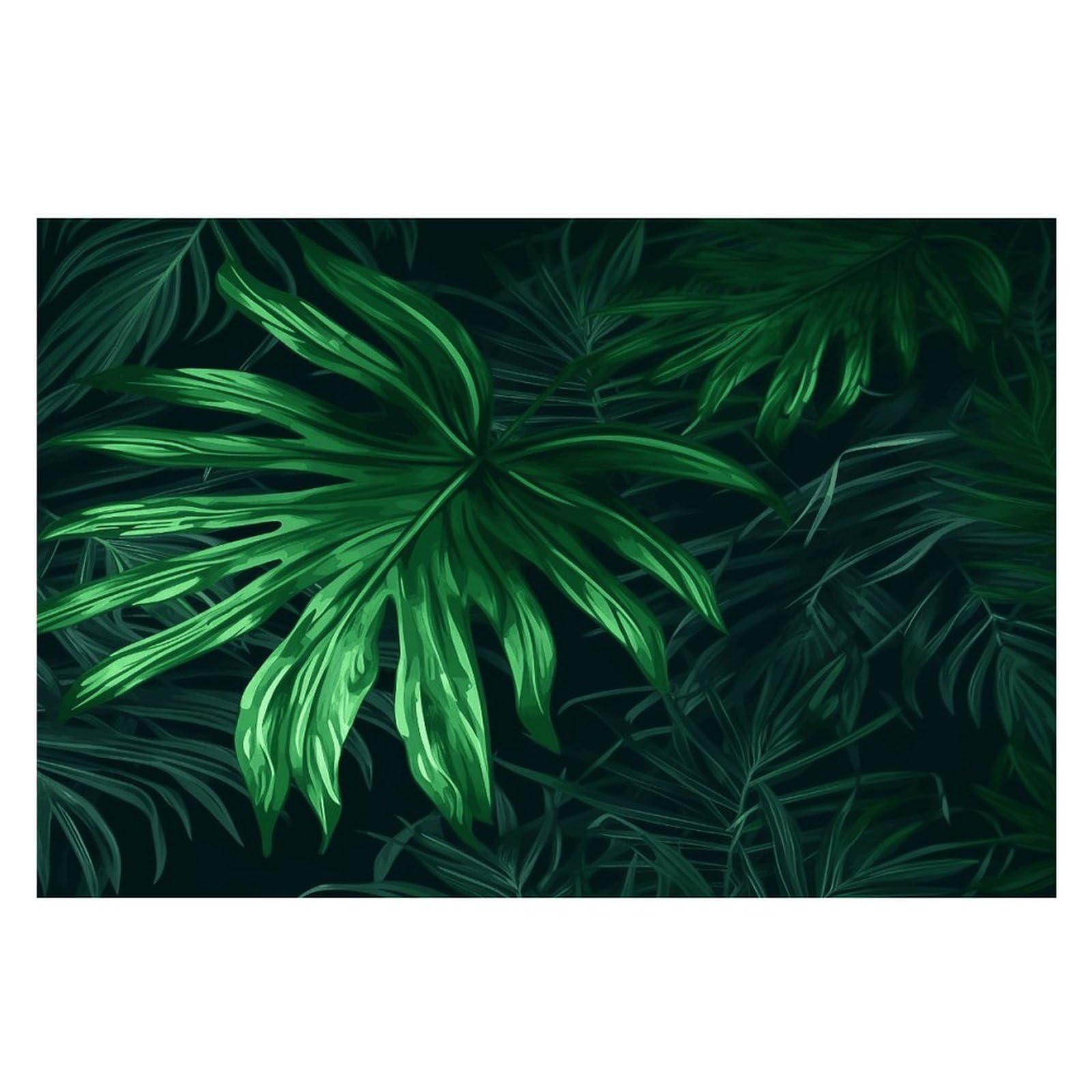 Green Tropical Jungle Plant Placemats Wipeable Heat Resistant Table Mats Washable Flax Place Mats Elegant Cloth Non-Slip Placemat for Kitchen Dinning Party Table Decor 12 * 18 in