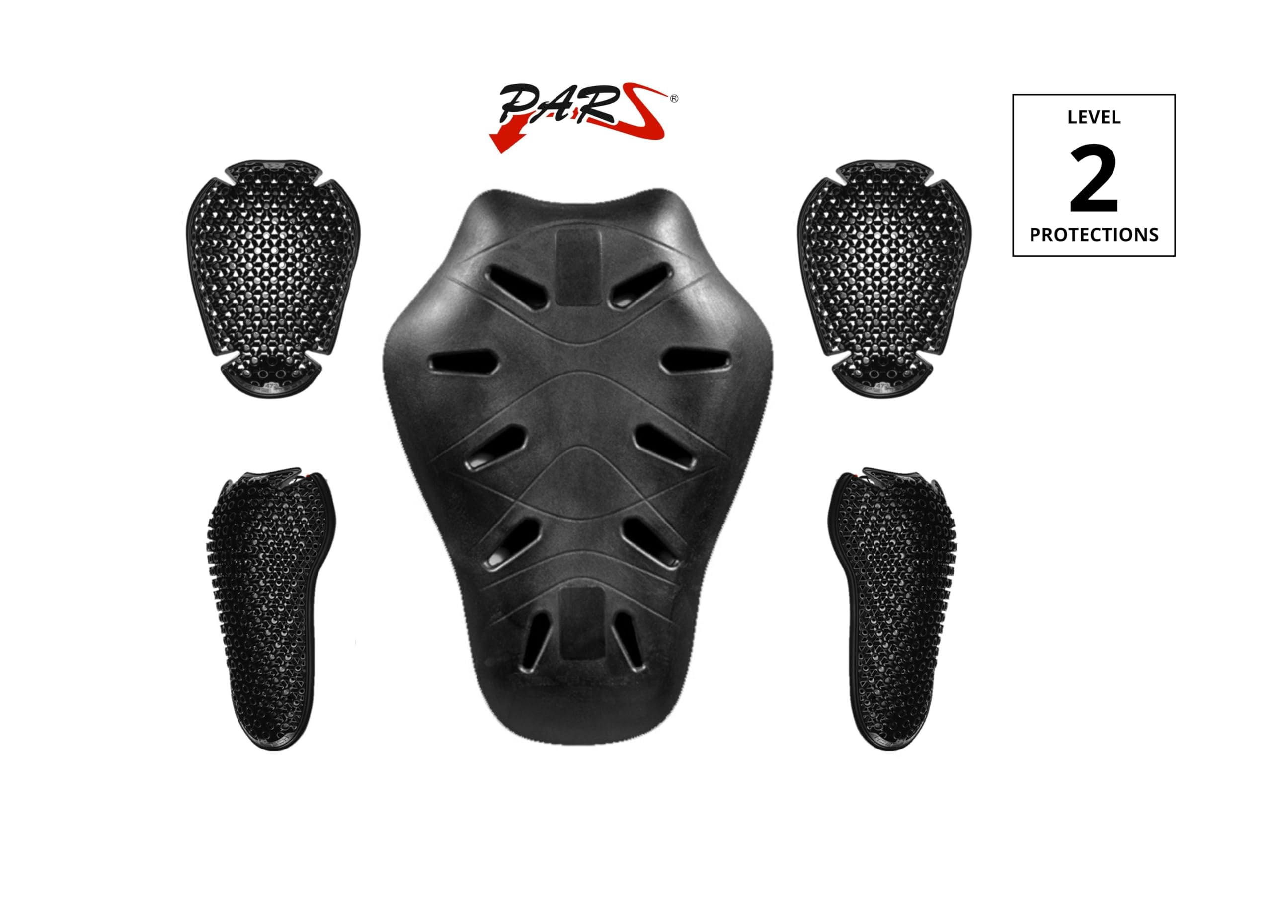 Protectores de Moto Nivel 2 SafeTech, Certificados de Alta Seguridad. Pack de 5 (x1 Protector de Espalda, x2 Protector de Codos, x2 Protector de Hombros)
