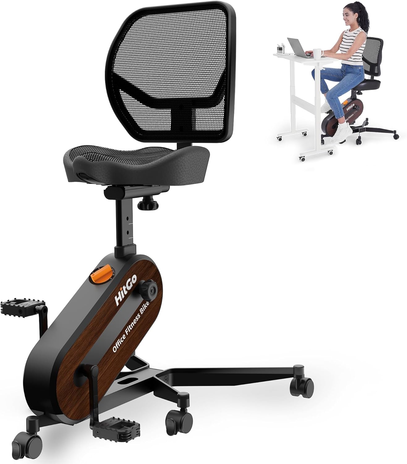 Office Exercise Bike Desk Chair,330 lbs Heavy Duty Under Desk Bike with 9-Level Height Adjustable Seat 24.4″-33.8″,8-Level Resistance & Rolling Wheels,Quiet Fitness Chair for Home Office Office Exercise Bike Desk Chair,330 lbs Heavy Duty Under Desk Bike with 9-Level Height Adjustable Seat 24.4″-33.8″,8-Level Resistance & Rolling Wheels,Quiet Fitness Chair for Home Office