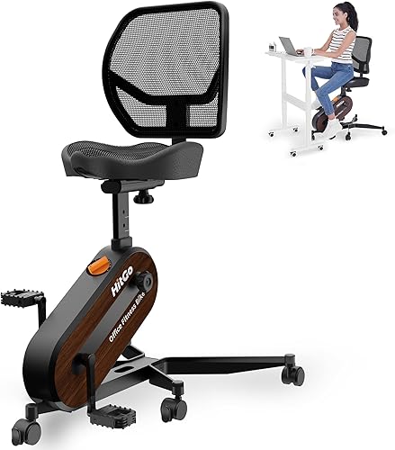 Office Exercise Bike Desk Chair,330 lbs Heavy Duty Under Desk Bike with 9-Level Height Adjustable Seat 24.4"-33.8",8-Level Resistance & Rolling