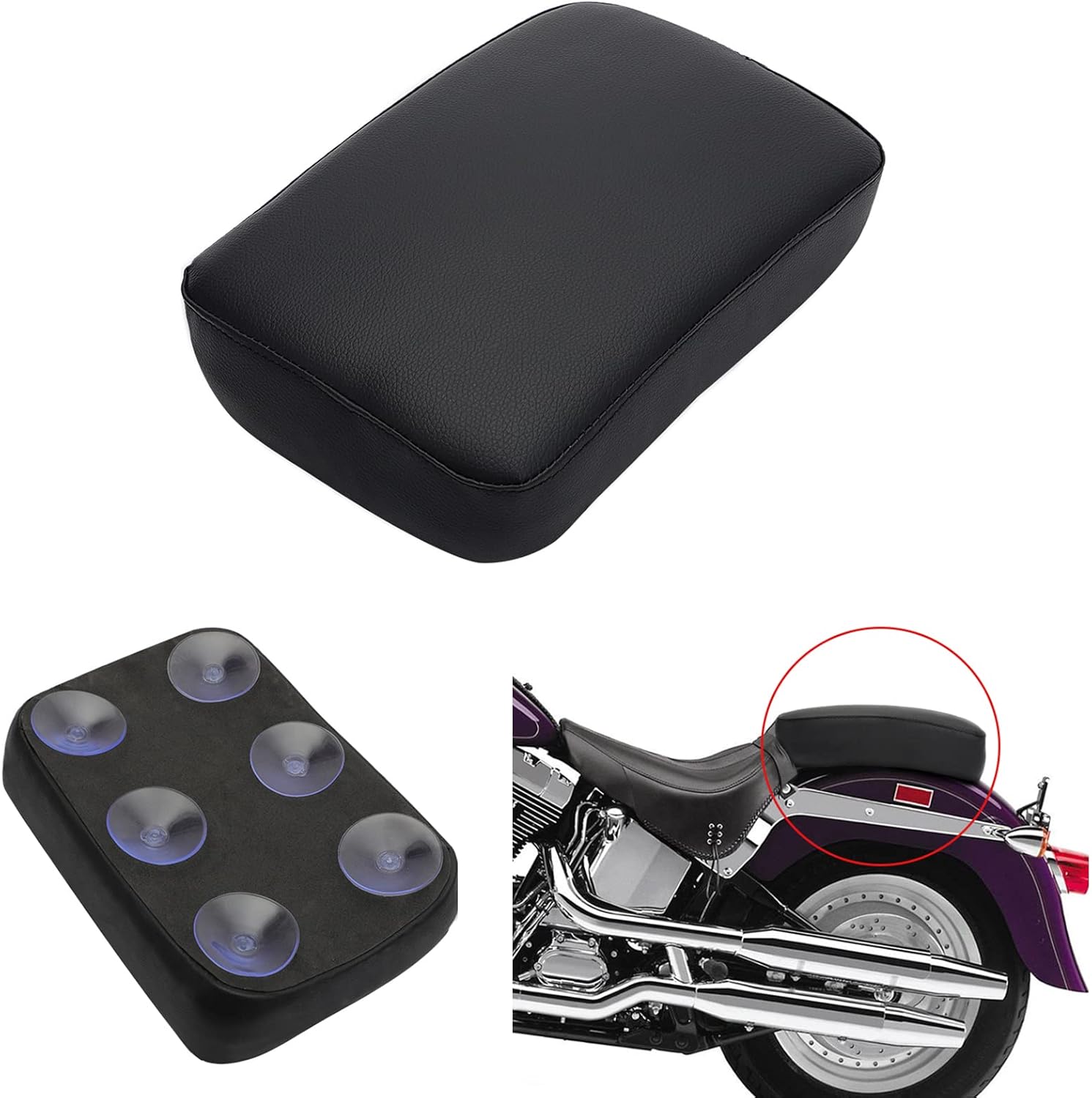 Alpha Rider Motorcycle Rectangular Pillion Passenger Pad Seat 6 Suction Cup For Harley Custom Chopper Alpha Rider Motorcycle Rectangular Pillion Passenger Pad Seat 6 Suction Cup For Harley Custom Chopper