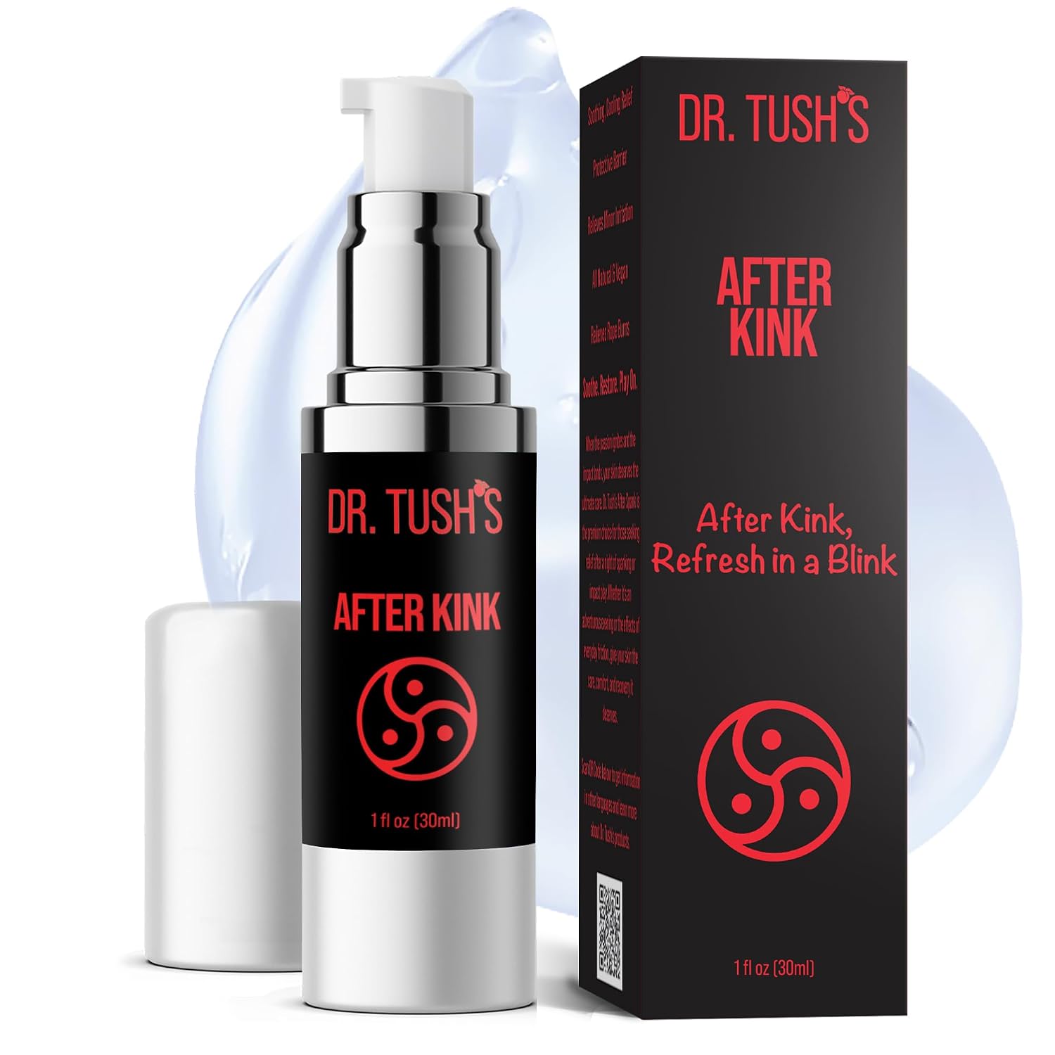 Dr. Tush's After Kink – Cooling Aftercare Gel for Post Impact-Play Skin Support | Vegan, Water-Based Gel with Arnica, Vitamin E & Peppermint | 30ML Airless Pump