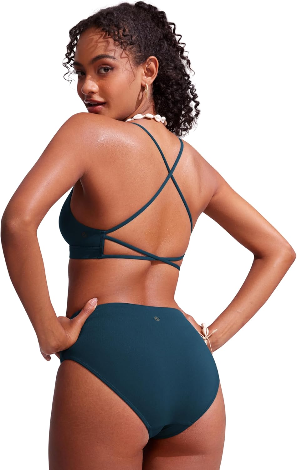 CRZ YOGA Deep V Neck Bikini Tops for Women - Padded Criss Cross Back Triangle Sexy Swim Bathing Suit Bra