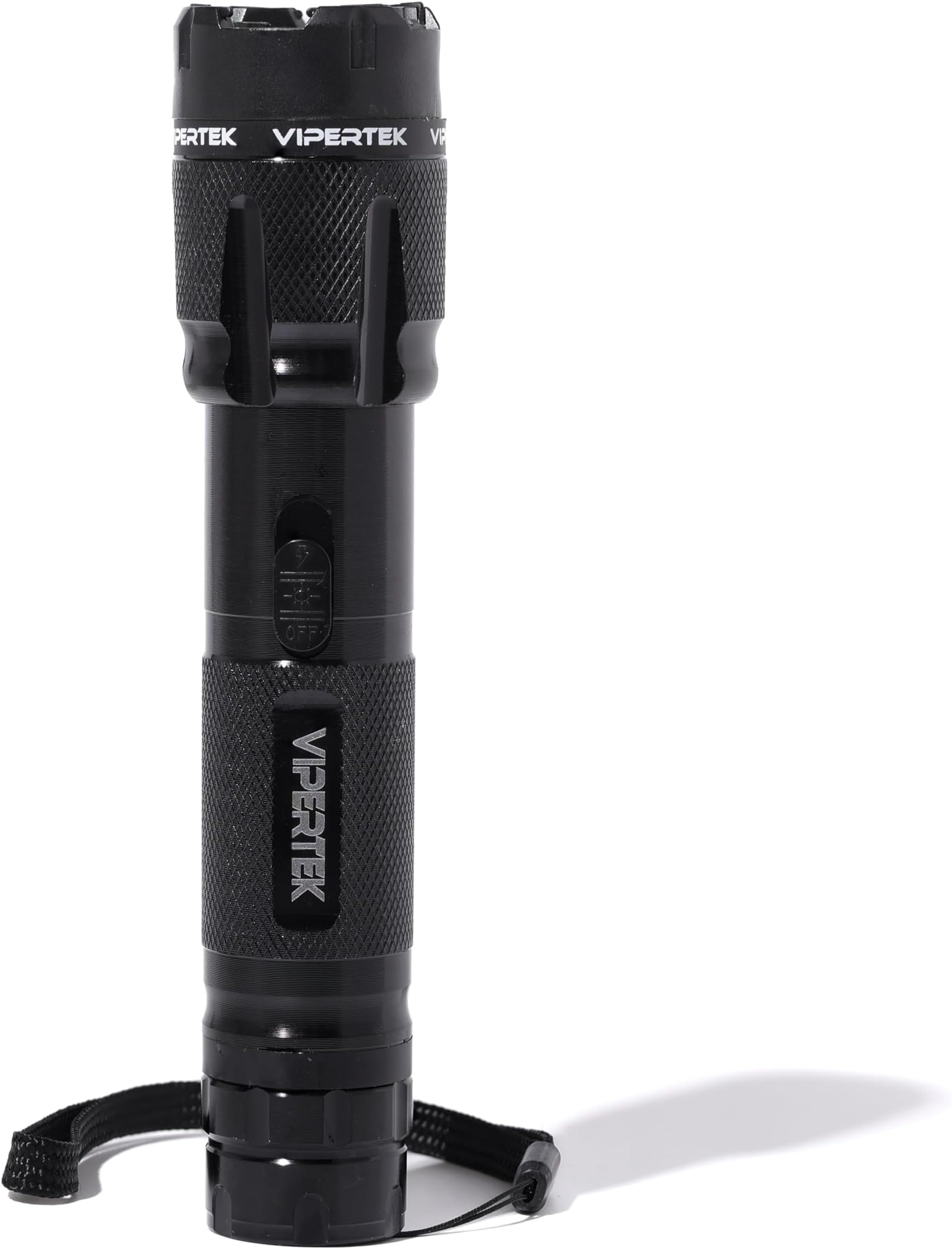 VIPERTEK VTS-T03 Aluminum Stun Gun for Self Defense Rechargeable with LED Flashlight, Black