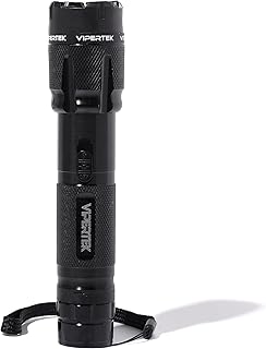 VIPERTEK VTS-T03 Aluminum Stun Gun for Self Defense Rechargeable with LED Flashlight, Black