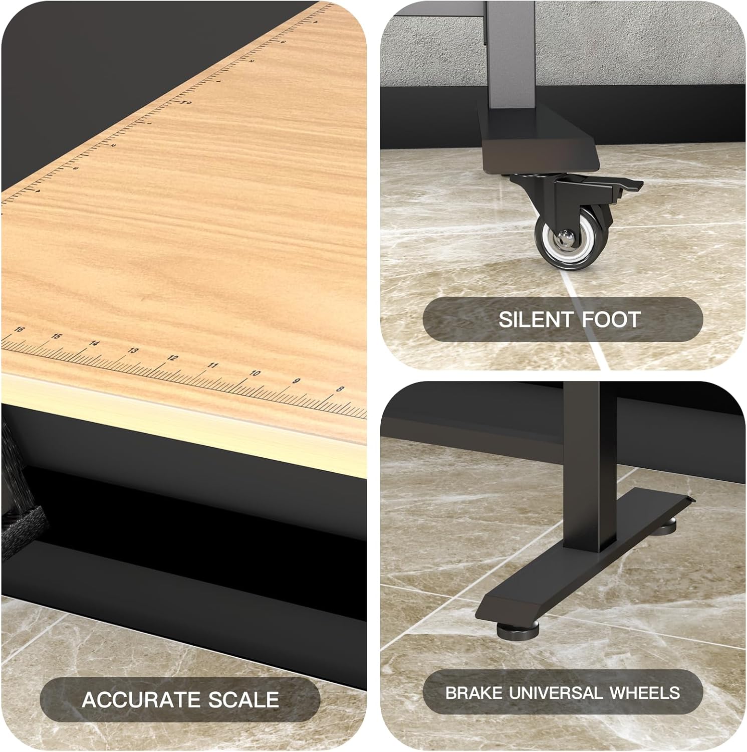 Larbanke 45'' Workbench with Measuring Scale, Height-Adjustable Workbench, Height Range 33.5-41.3 in, Load Capacity 1000 lbs, Suitable for Garages, Households, Schools