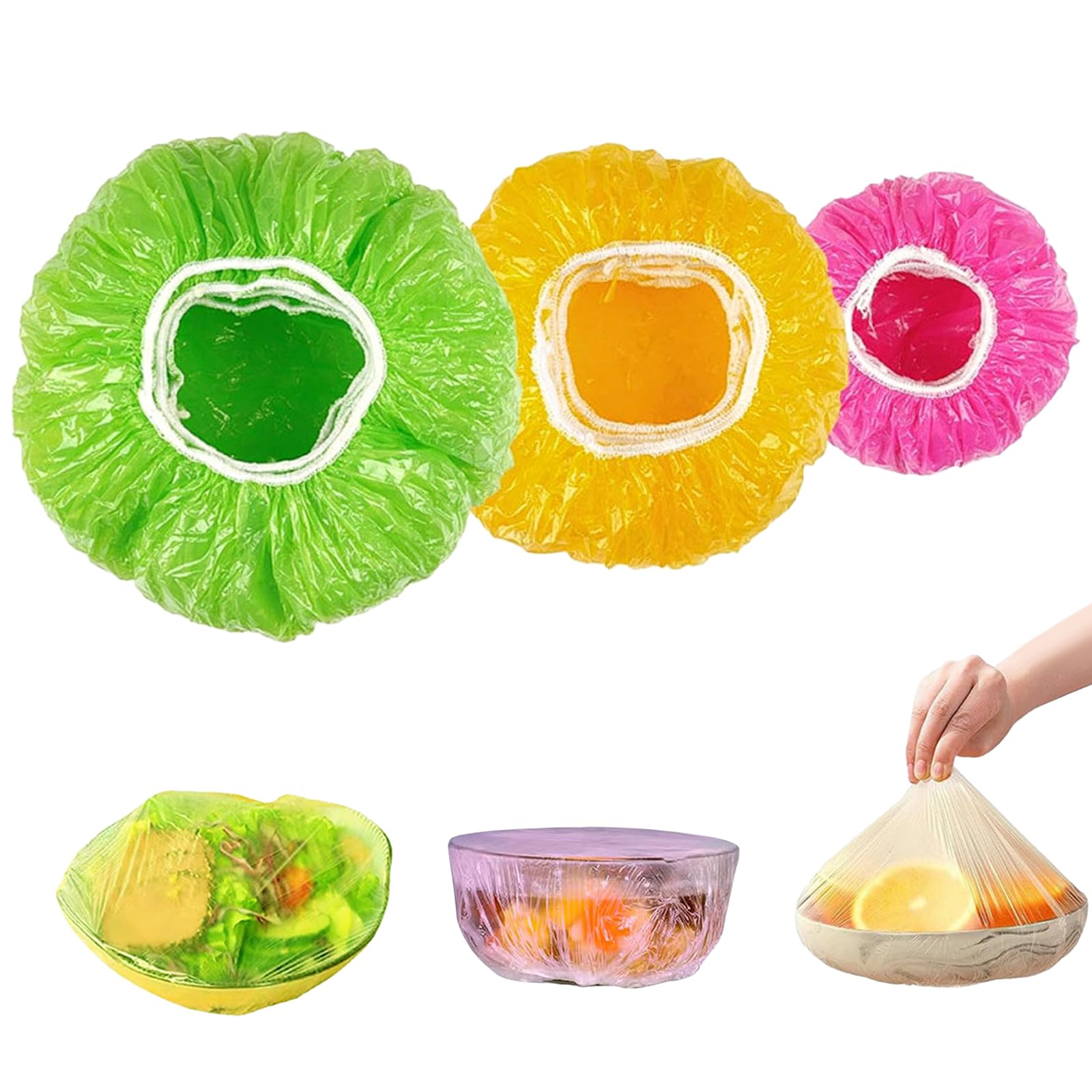 90 Pezzi Coprivivande Plastica Riutilizzabile Coperchi in Plastica Morbida Ciotole Cuffie per Alimenti Cucina Copri Alimenti con Elastico Cuffie Copri Vivande per Conservare Fresca la Frutta