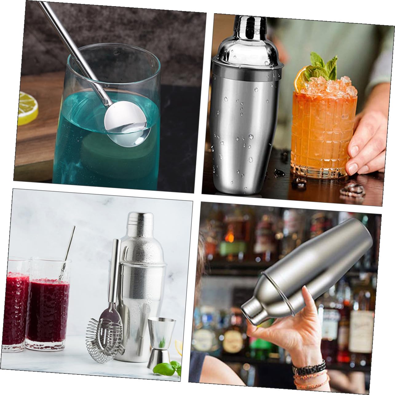 5 Stück Cocktailshaker aus Edelstahl 550ml mit Robustem Design und Modernem Stil für Barkeeper Werkzeuge und Cocktail Barzubehör