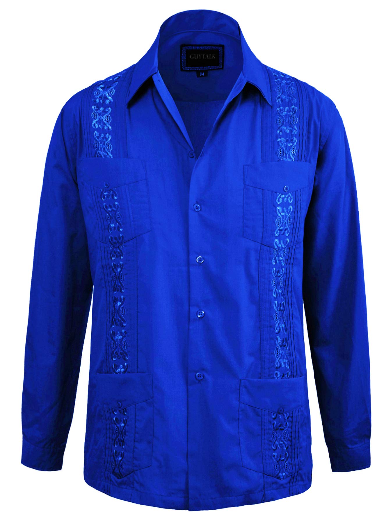 Guytalk Men's Long Sleeve Cuban Guayabera Button up Long Sleeve Mexican Wedding Shirt