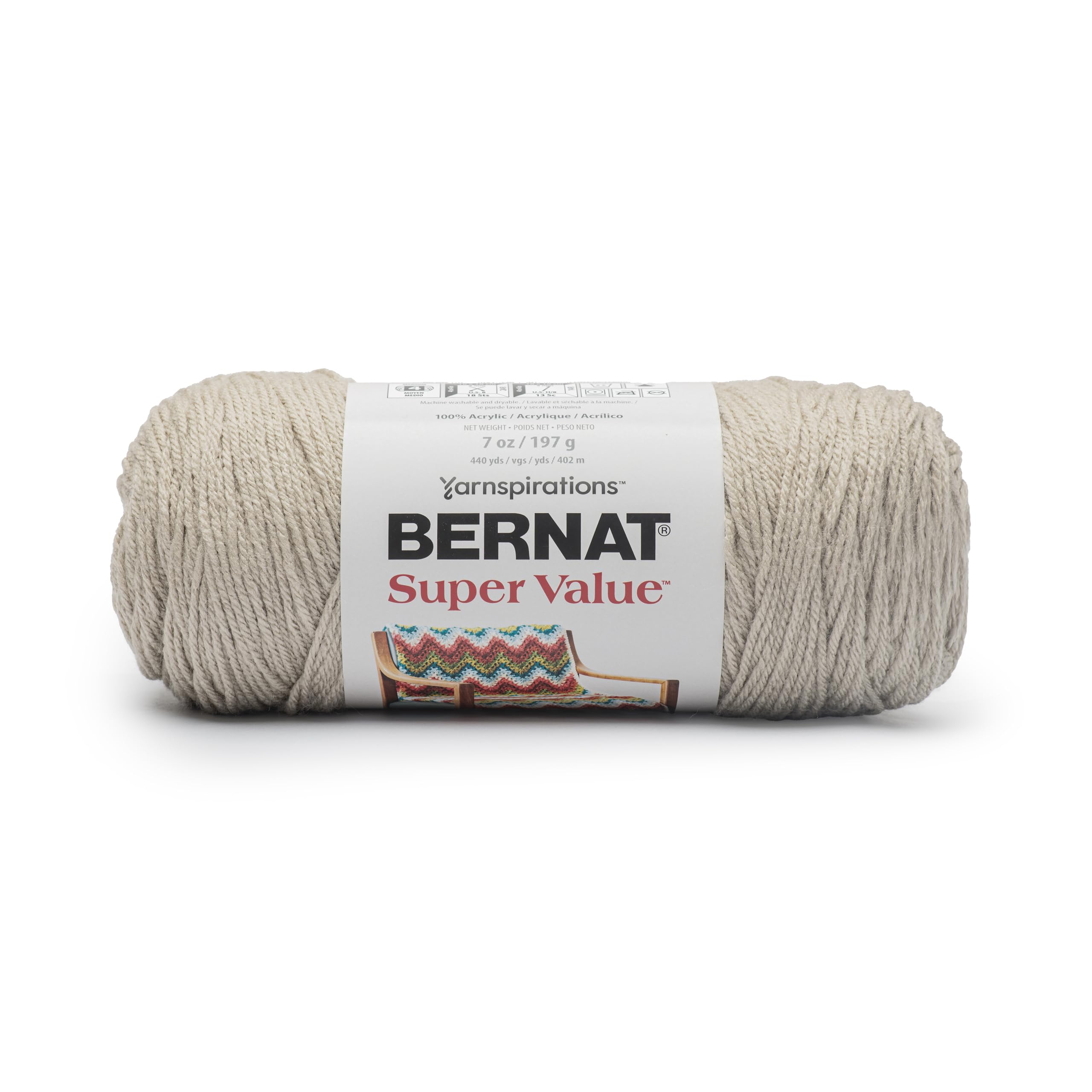 BernatSuper Value Sand Dune Yarn - 3 Pack of 7oz/197g - 100% Acrylic - #4 Worsted (Medium) 440 Yards - Knitting/Crochet