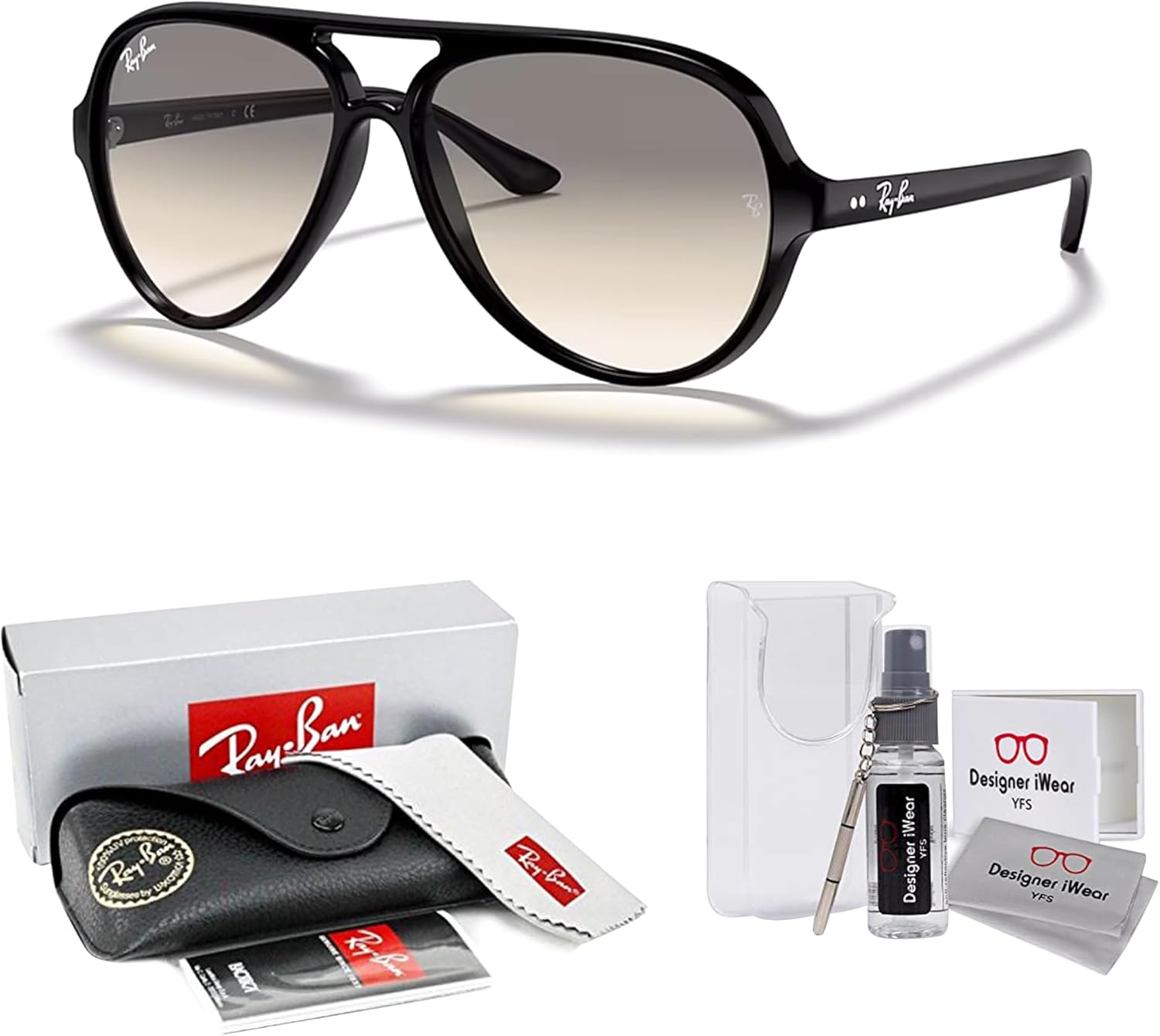 Ray-Ban Cats 5000 RB4125 Aviator Sunglasses for Men +BUNDLE with ACCESSORY EYEWEAR KIT - Image 2