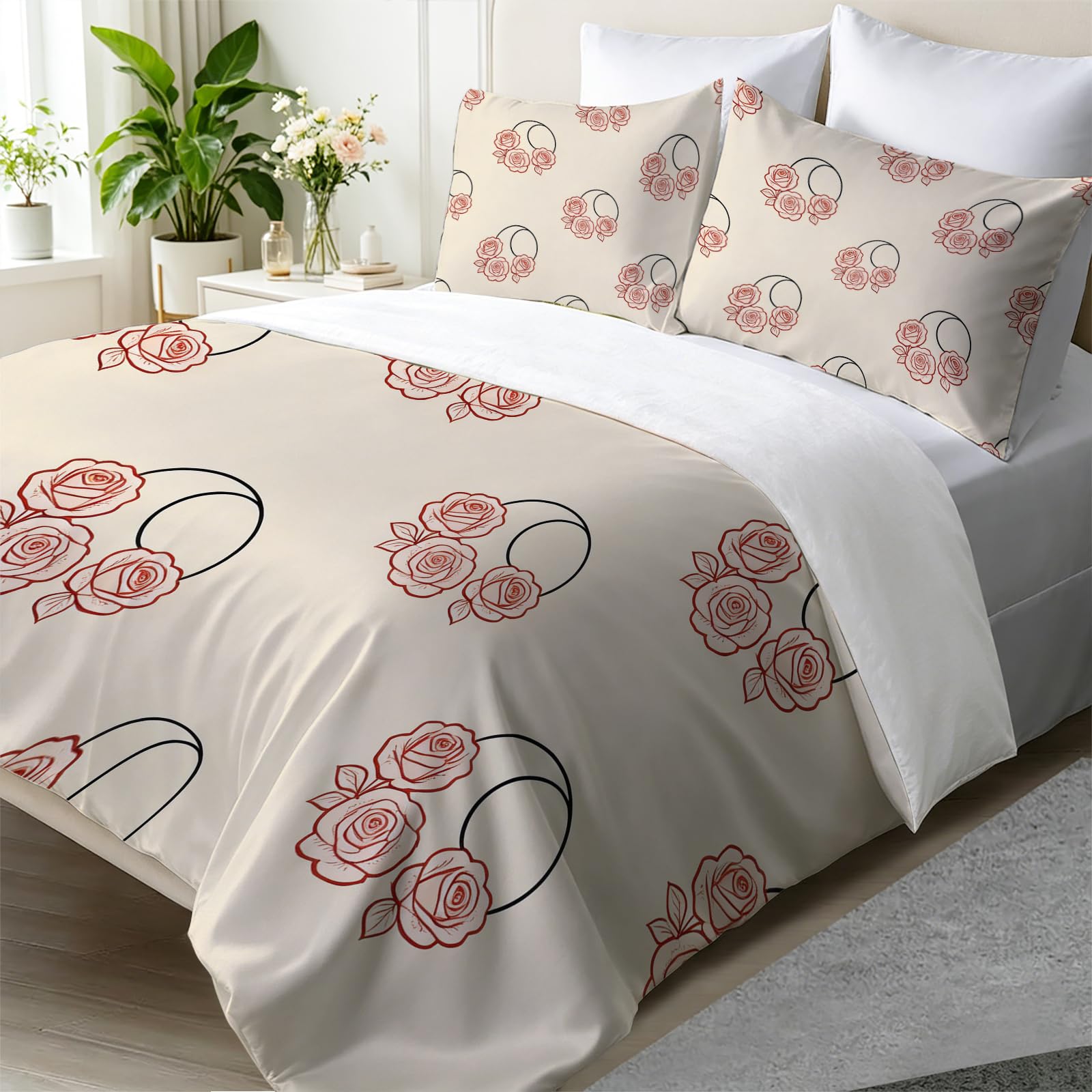 Ensemble de literie au trait luxueux microfine parure 200x200 blanc de riz