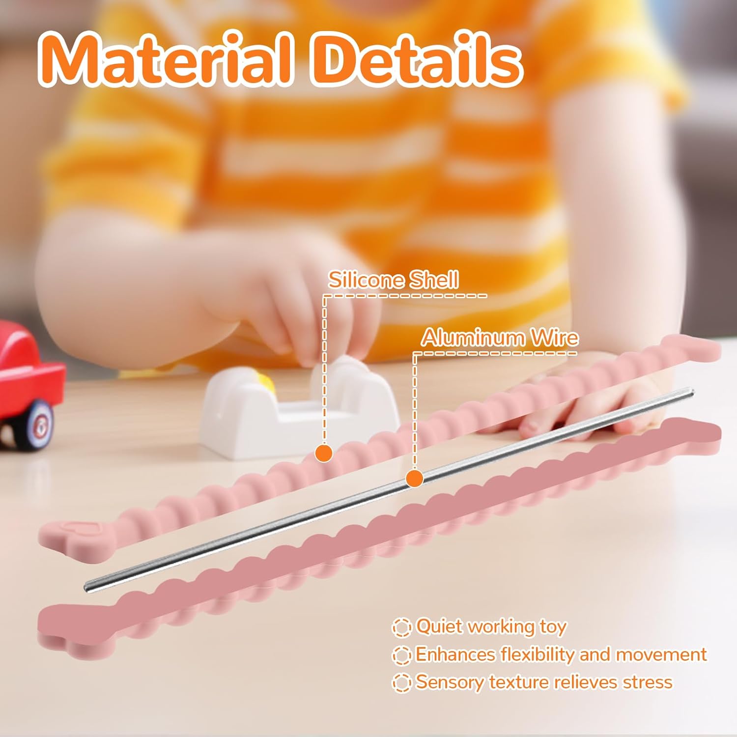 Flexible Fidget Toys for Kids-6 Pack, Textured Calming Sensory Stick for Stress Anxiety Autistic ADHD Anxiety Relief Fidgets Relaxing Toy for Classroom Student Stuffers Gifts for Teens Boys Girls