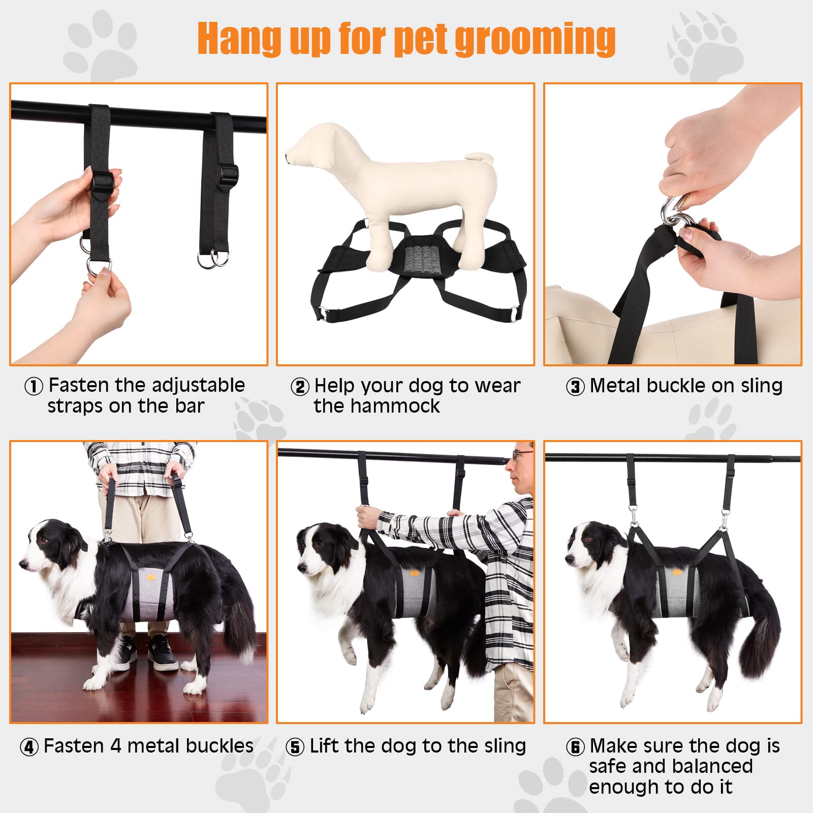 Ownpets Hangmat voor de verzorging van huisdieren, katten en honden, hulpmiddel om geliefde huisdieren te wassen, te drogen, te verzorgen en om hun nagels te knippen, S