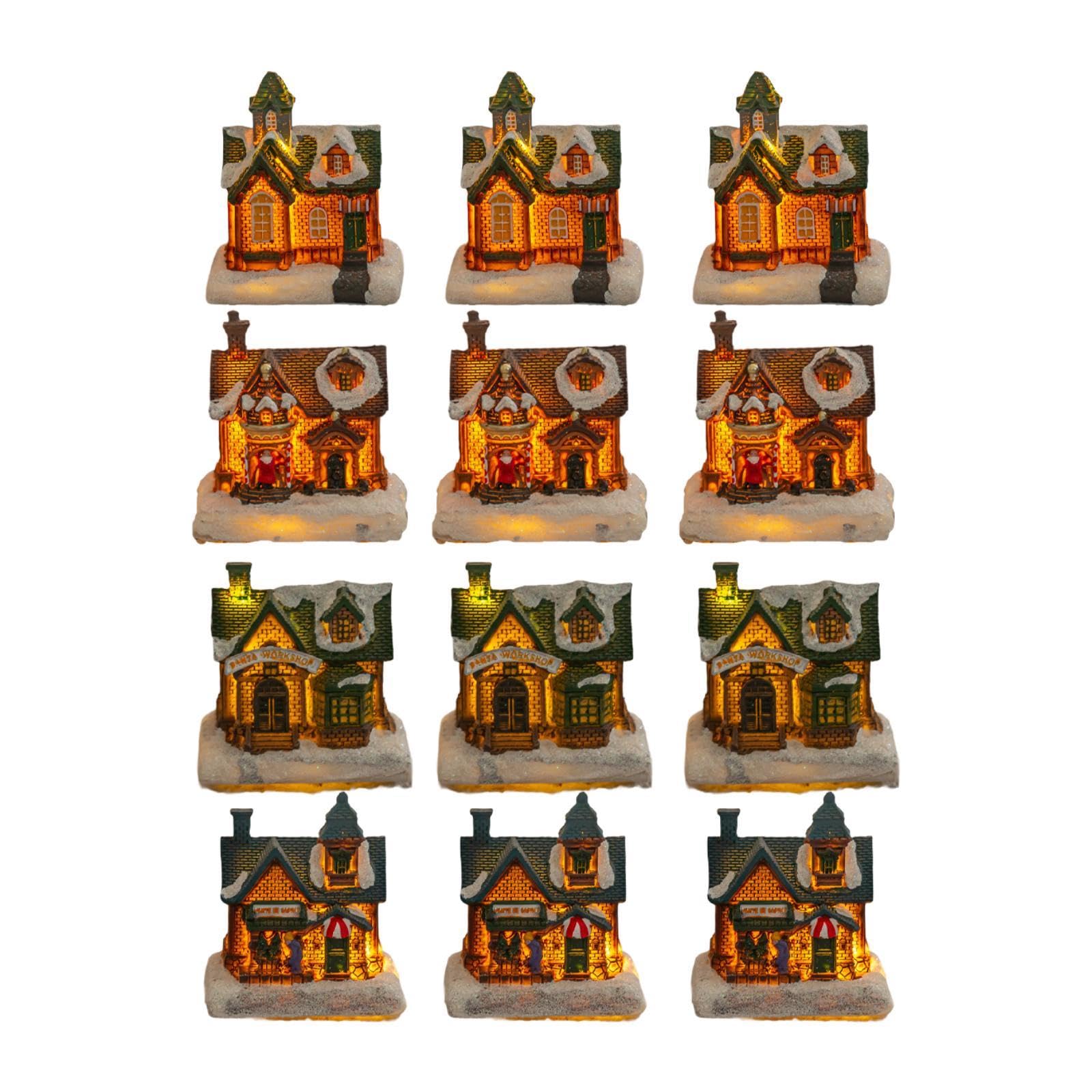 12x Adornos Navideños para Casas de Nieve Decoración Navideña Figura Decorativa Coleccionable Escritorio Fiesta Boda Escultura de