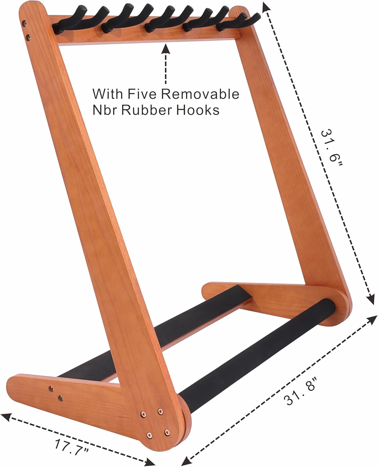 Nefelibata Multi-Purpose Guitar Stands 5 Wooden Guitar Rack Floor Stand for Guitars and Cases, Electric Guitars, Acoustic Guitars, Bass Guitars, Cellos - German Ash (Yellowish Brown)