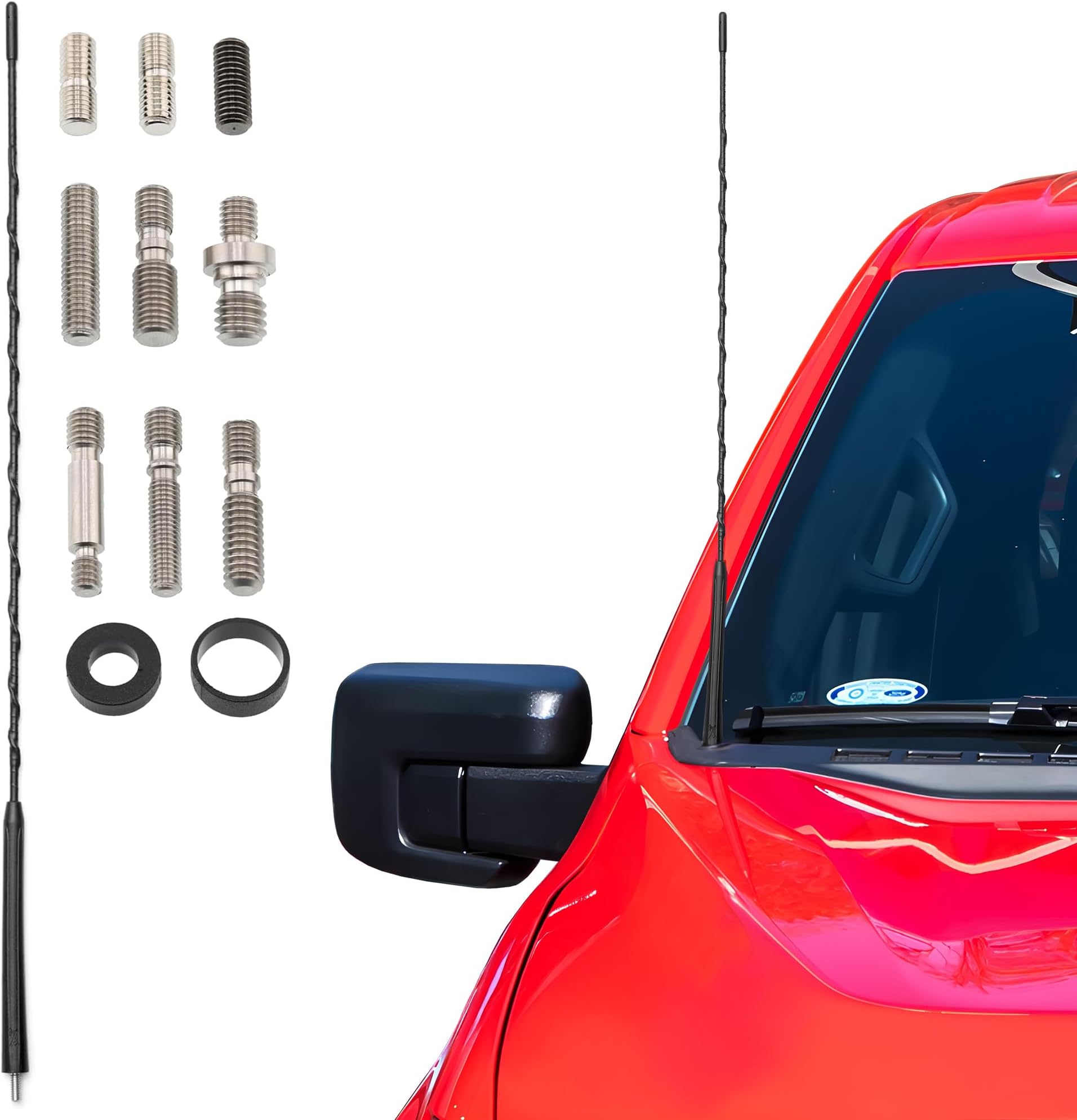 23 Inch TheCatsPajamas Short EPDM Rubber Replacement Antenna for Ford F150, F250, F350, Chevrolet Silverado, GMC Sierra, Jeep Wrangler, Toyota Tacoma, Tundra FJ Cruiser - Car Wash Proof