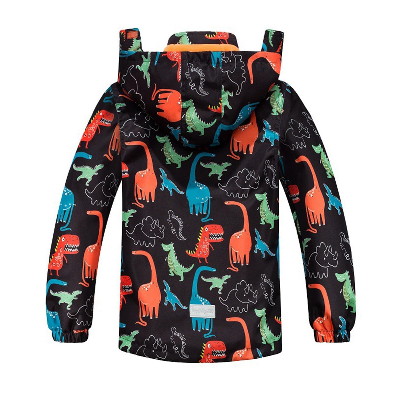 Generisch Veste coupe-vent pour garçon - Imprimé dinosaure - Manteau de fête - Léger et respirant - Coupe-vent - Imperméable - Quotidien - Loisirs - École