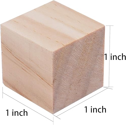 Miniatura 3 de Tosnail Paquete de 150 cubos de madera sin terminar de 1 pulgada, bloques de madera en blanco para hacer manualidades