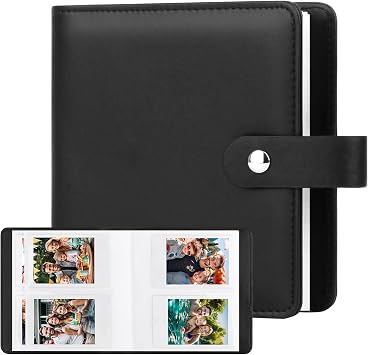 112 Pockets Pu Leather Cover Small Photo Album for Fujifilm Instax Mini Camera, Polaroid 2x3 In Photos, for Fujifilm Instax 12 11 9 41 40 99 90 8 7 Evo LiPlay Instant Cameras, Black