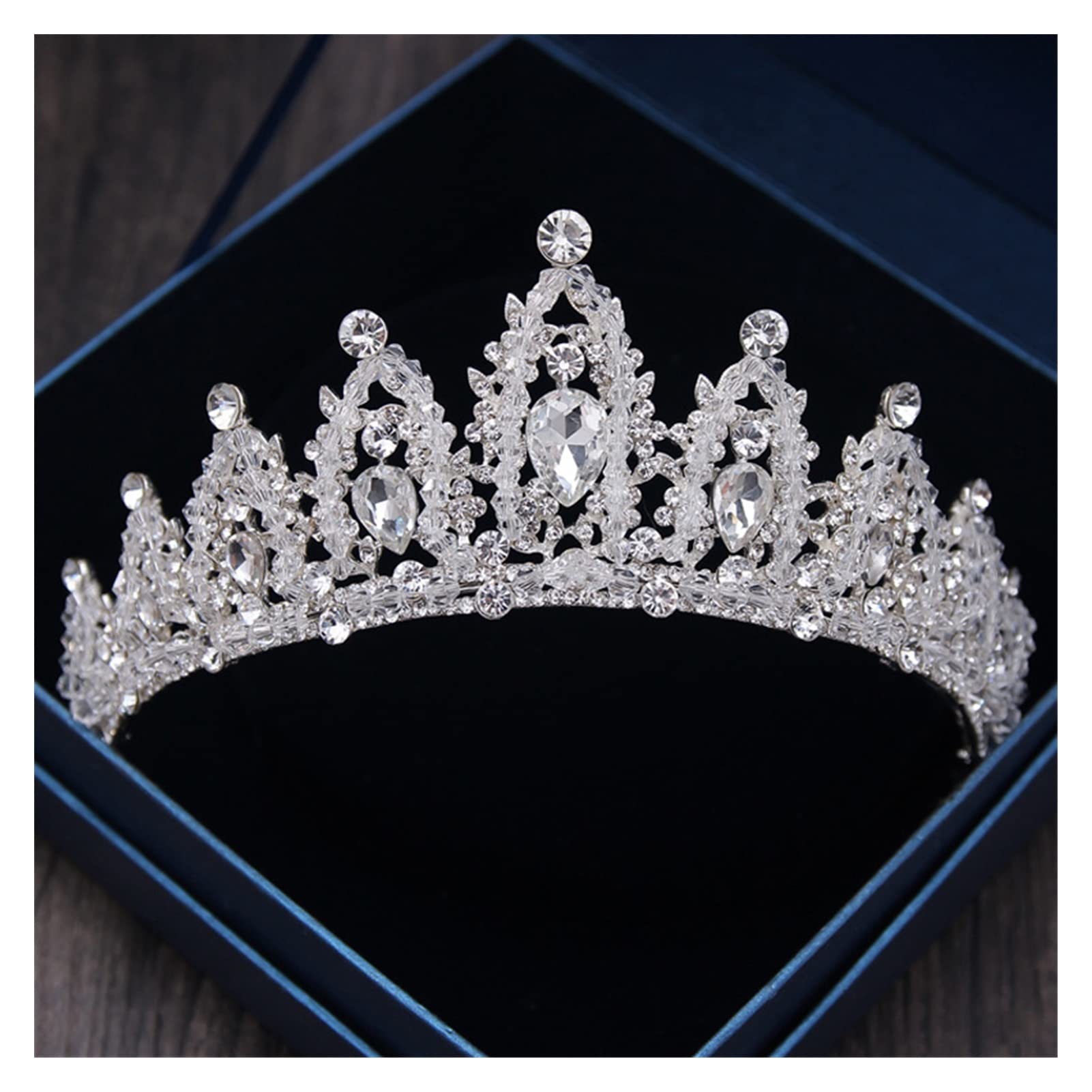 Barokowy luksusowy Rhinestone korona ślubna diadem ręcznie robiony srebrny kryształ Diadem diadem na ślub panny młodej akcesoria do włosów Tiara (kolor metalu: srebrny)