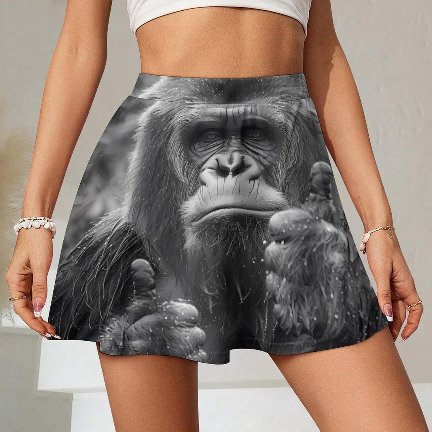 Bigfoot Sasquatch Women Tennis Skirt Print Golf Skirts Mini Casual Workout Skorts