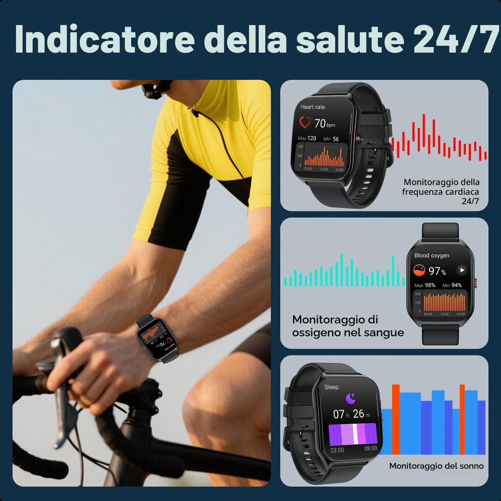 Fempoin Smart Watch per uomo e donna, oltre 100 modalità sportive, monitoraggio della frequenza cardiaca e del sonno, contapassi, smartwatch per Android iOS, smartwatch (rispondere/effettuare chiamate