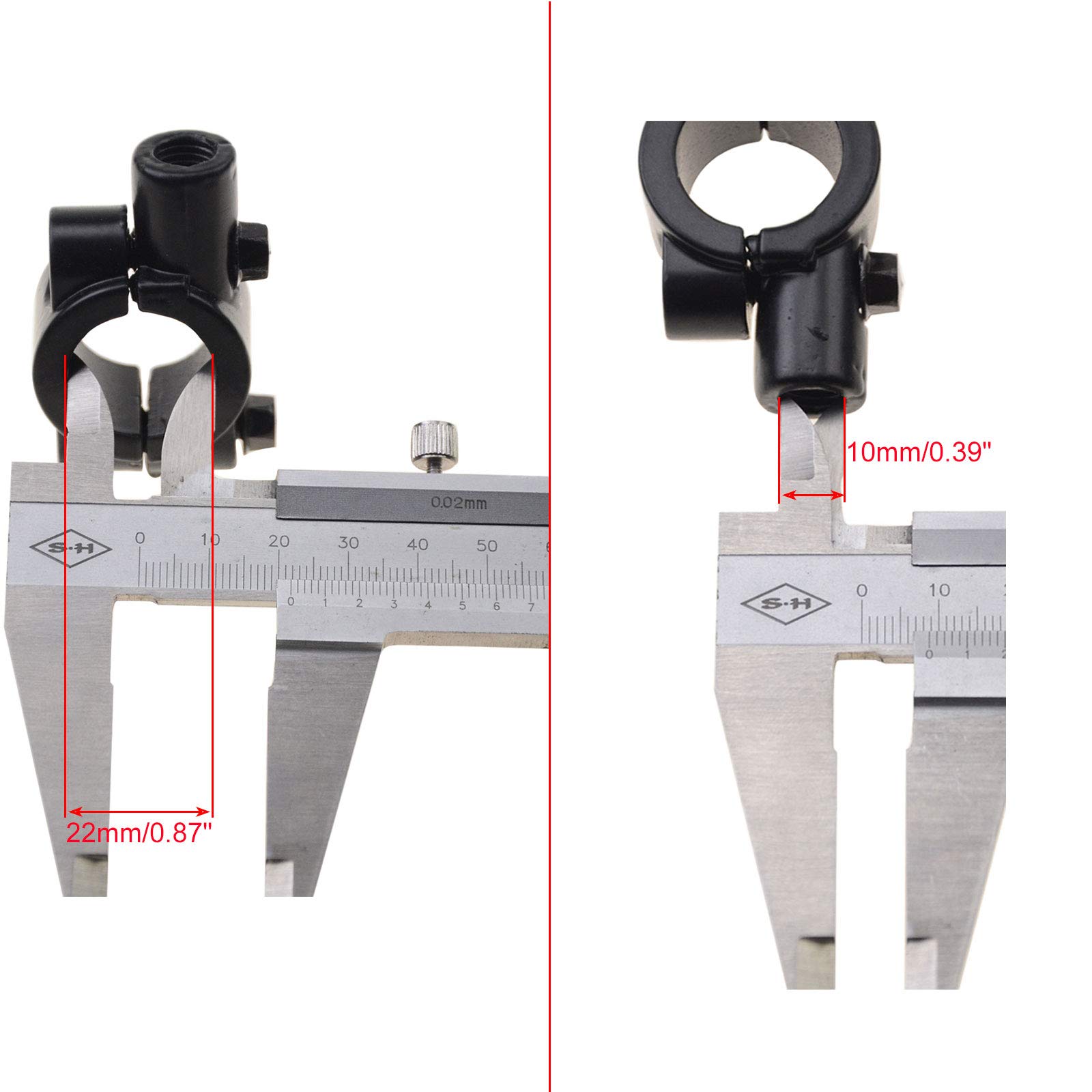 WOOSTAR Manillar Riser 22mm Espejos Laterales Moto 10mm con Hilo Convertidor Tornillos M10 a M8 Reemplazo para Scooter ATV 4 Wheeler Quad Pocket Pit Bike Paquete de 2 (056 Tipo)