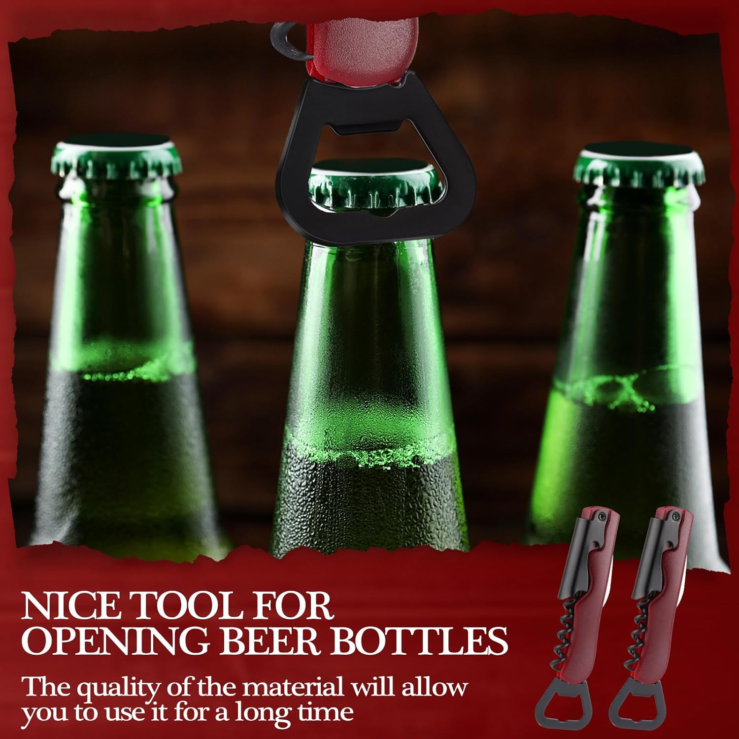 Hushee 24 Pcs Wine Opener Bulk with Foil Cutter Corkscrew Key 3 in 1 Red Bottle Opener Professional Stainless Steel Beer Corkscrew for Beverages Bartenders Summer Party(Wine Red)