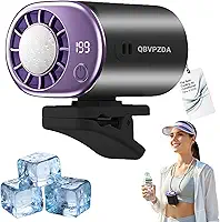 Ventilador de ar condicionado portátil para carro 2026 com rotação de 360°, 199 velocidades, ajustável, USB, recarregável, visor LED para escritório, carro, exterior, praia (cinza-escuro)