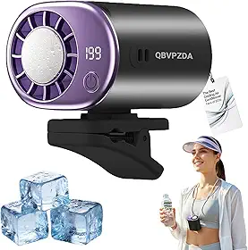 Ventilador de ar condicionado portátil para carro 2026 com rotação de 360°, 199 velocidades, ajustável, USB, recarregável, visor LED para escritório, carro, exterior, praia (cinza-escuro)