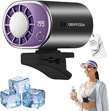 2026 Personal Portable Car Clip-On Air Conditioner Fan | 360° Rotation 199 Speeds Adjustable USB Rechargeable LED Display for Office Car Outdoor Beach (Blackish-gray)