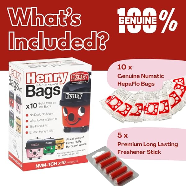 Avern Genuine Numatic Hepa-Flo Hoover Bags Henry Hetty NRV Vacuum Cleaner Dust Bags (Pack of 10 + 5 Freshener Sticks) - 2