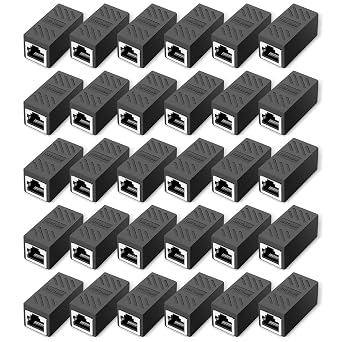 ZUZONG RJ45 Coupler Ethernet Coupler in Line Coupler for Cat8/Cat7/Cat6/Cat5e/Cat5 Ethernet Cable Extender Adapter Female to Female 30 PCS Black