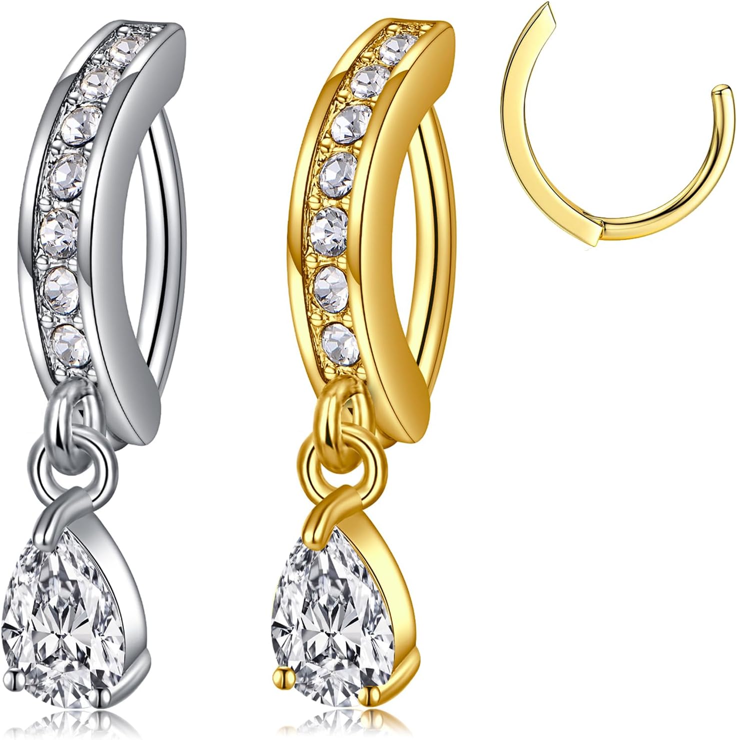 LongitaBelly Button Ring Dangle Belly Button Rings Dangling Belly Button Rings Clicker Belly Button Ring Surgical Steel Rose Gold Belly Rings Belly Piercing Jewelry Navel Rings for Women