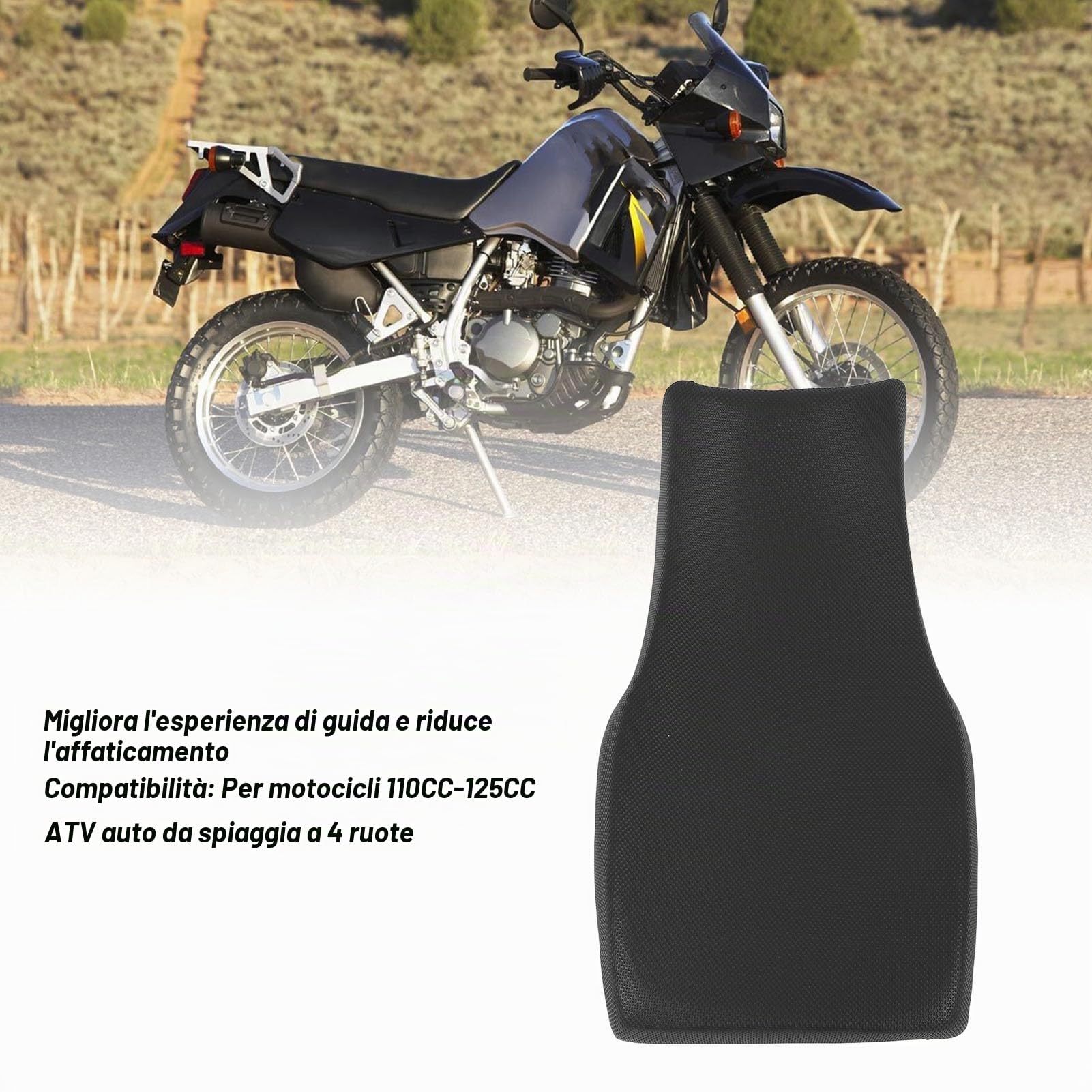 Cuscino universale per sella di motocicletta, imbottitura per sella di ATV con assorbimento degli urti, cuscino in spugna confortevole per moto da 110 a 125 e quad, riduce la