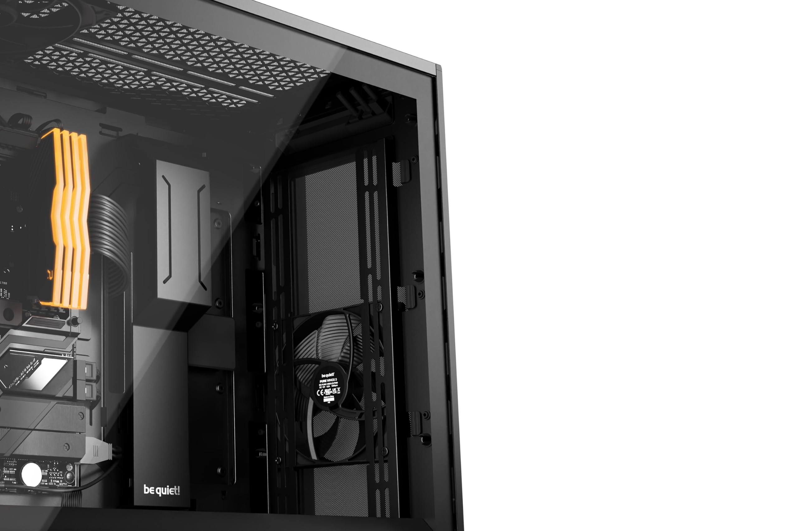 be quiet! Shadow Base 800 Obudowa PC, wentylatory Pure Wings 3 140 mm PWM, USB 3.2 Gen. 2 Type-C, maksymalny przepływ powietrza, konstrukcja Open Mesh, płyta główna E-ATX, radiatory 420 mm